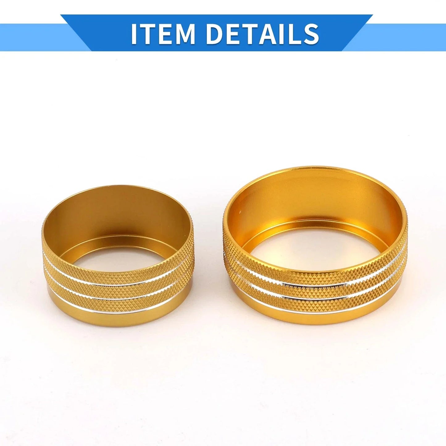 AC Media Tune Switch Knob Cover Ring for Dodge Challenger (2015-2019) - 3 x Gold Tone