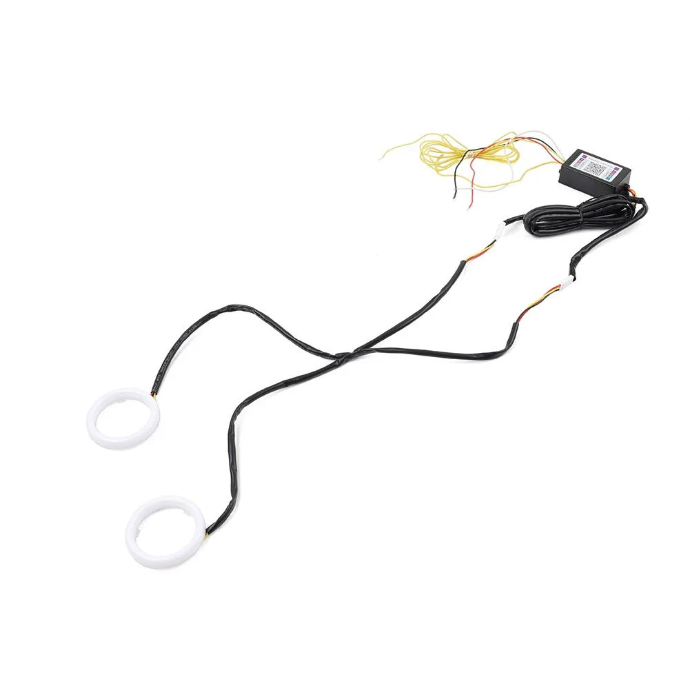90MM RGB Phone Control Angel Eye Halo Rings Headlight DRL for Car