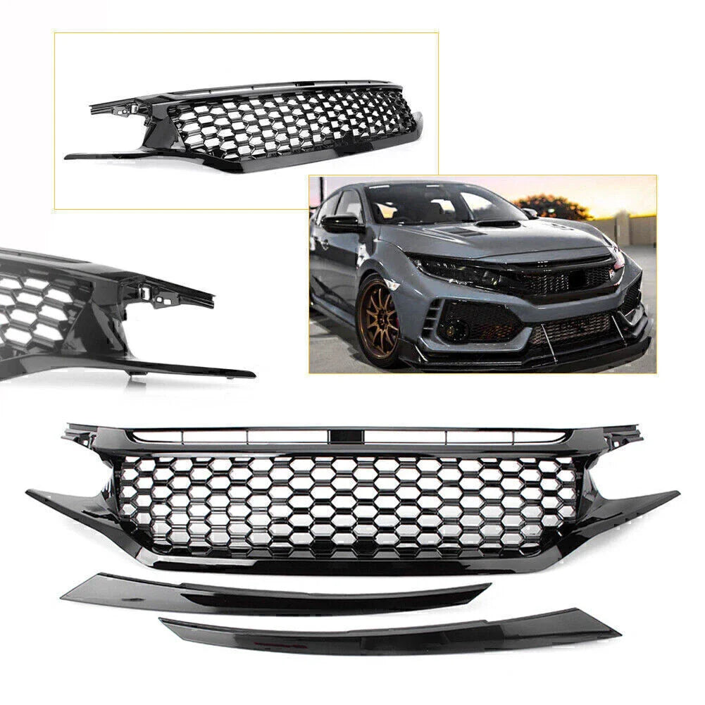Mesh Honeycomb Front Upper Grille for Honda Civic (2016-2018)