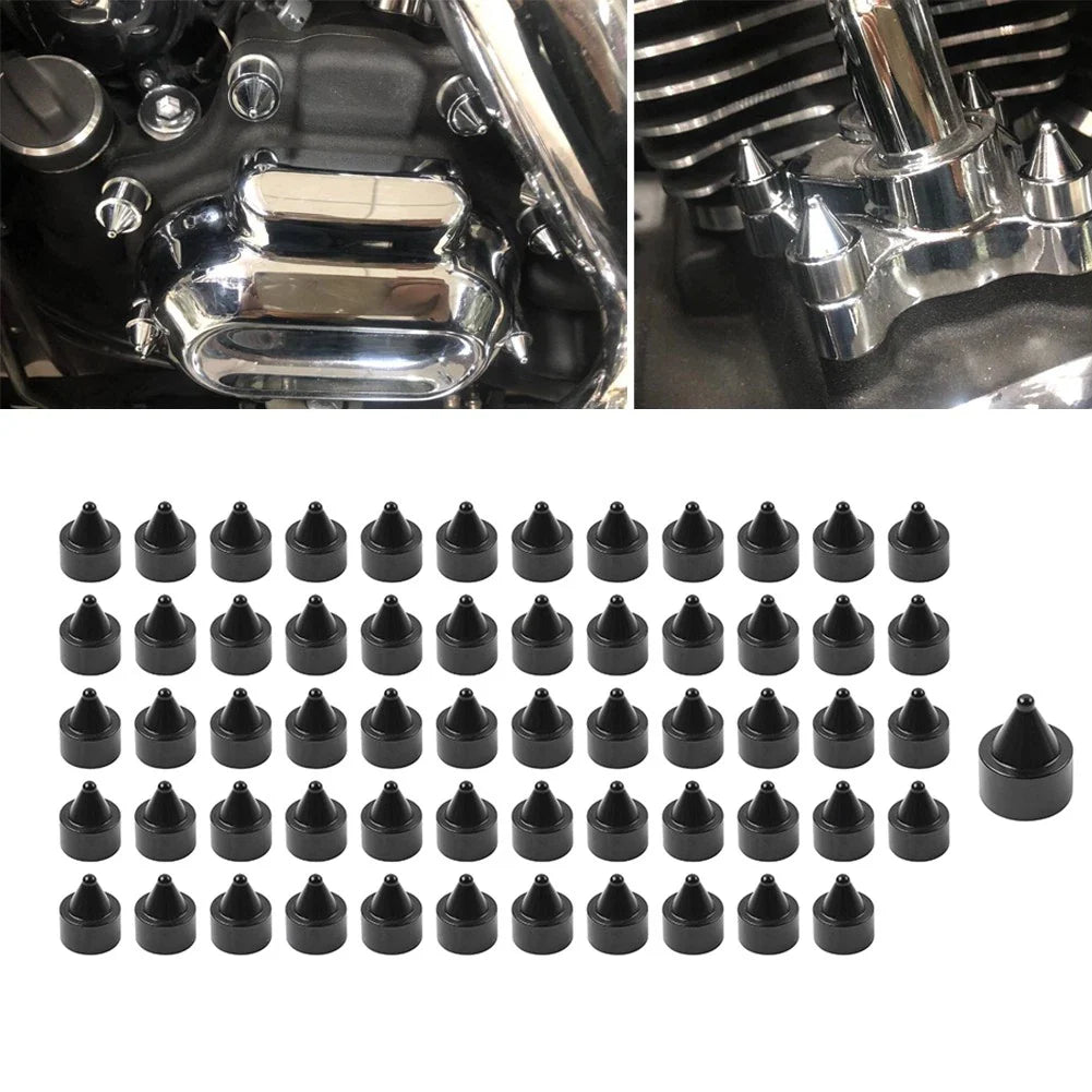 60x Black Engine Bolt Caps for Harley Heritage Softail Breakout Sportster