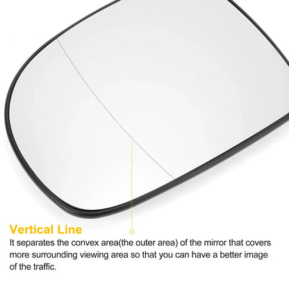 Left Side White Heated Mirror Glass for Mercedes Viano (2003-2010)