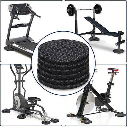 6pcs Non-Slip Mat for Treadmill & Exercise Bike - Black