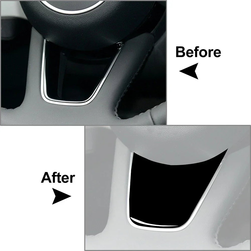 Steering Wheel Cover Trim Piano Black for Audi A3 A4 A5 B9 (2017-2021)