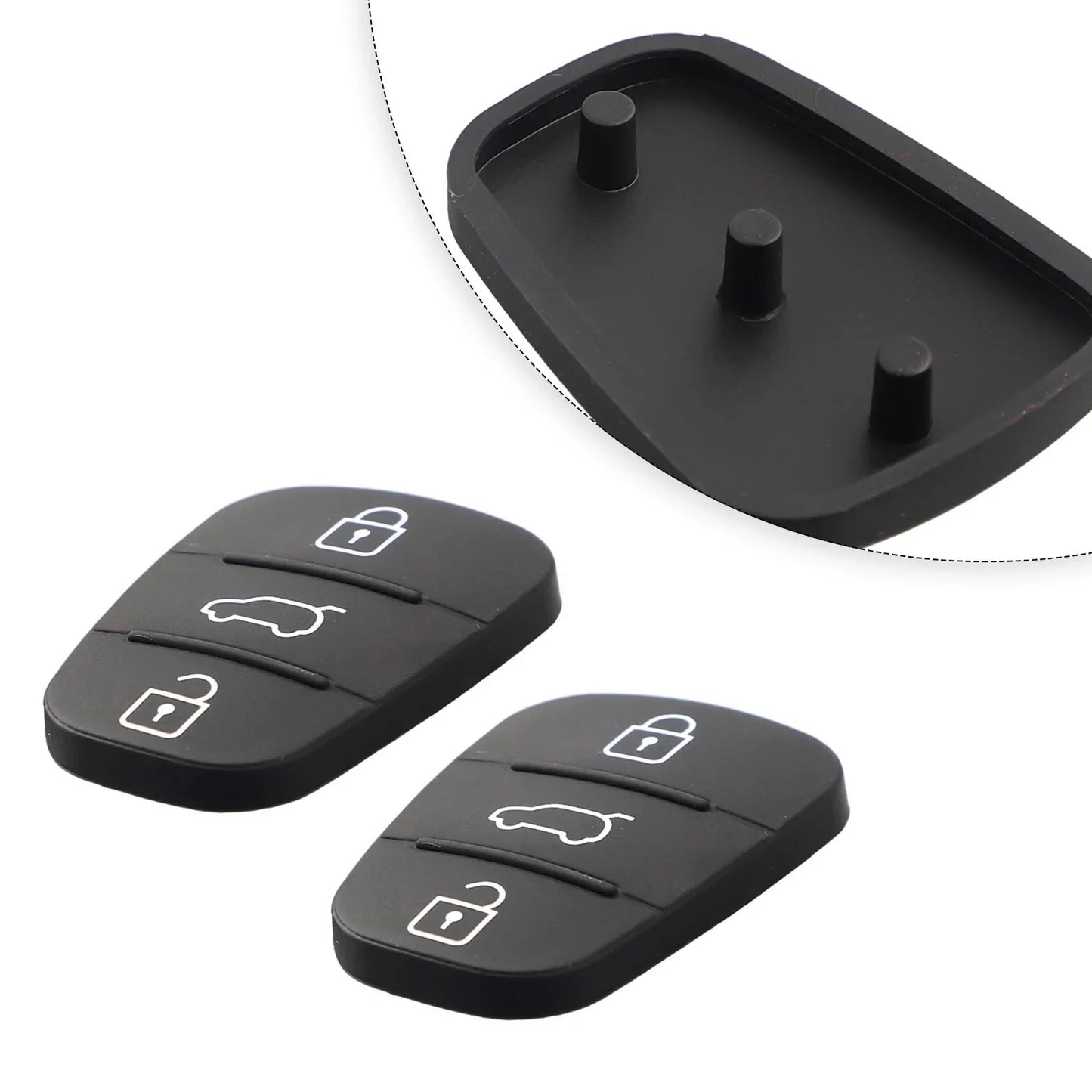 2 x Black Rubber Shell for Hyundai I10 I20 I30 Remote Car Key (3 Buttons)