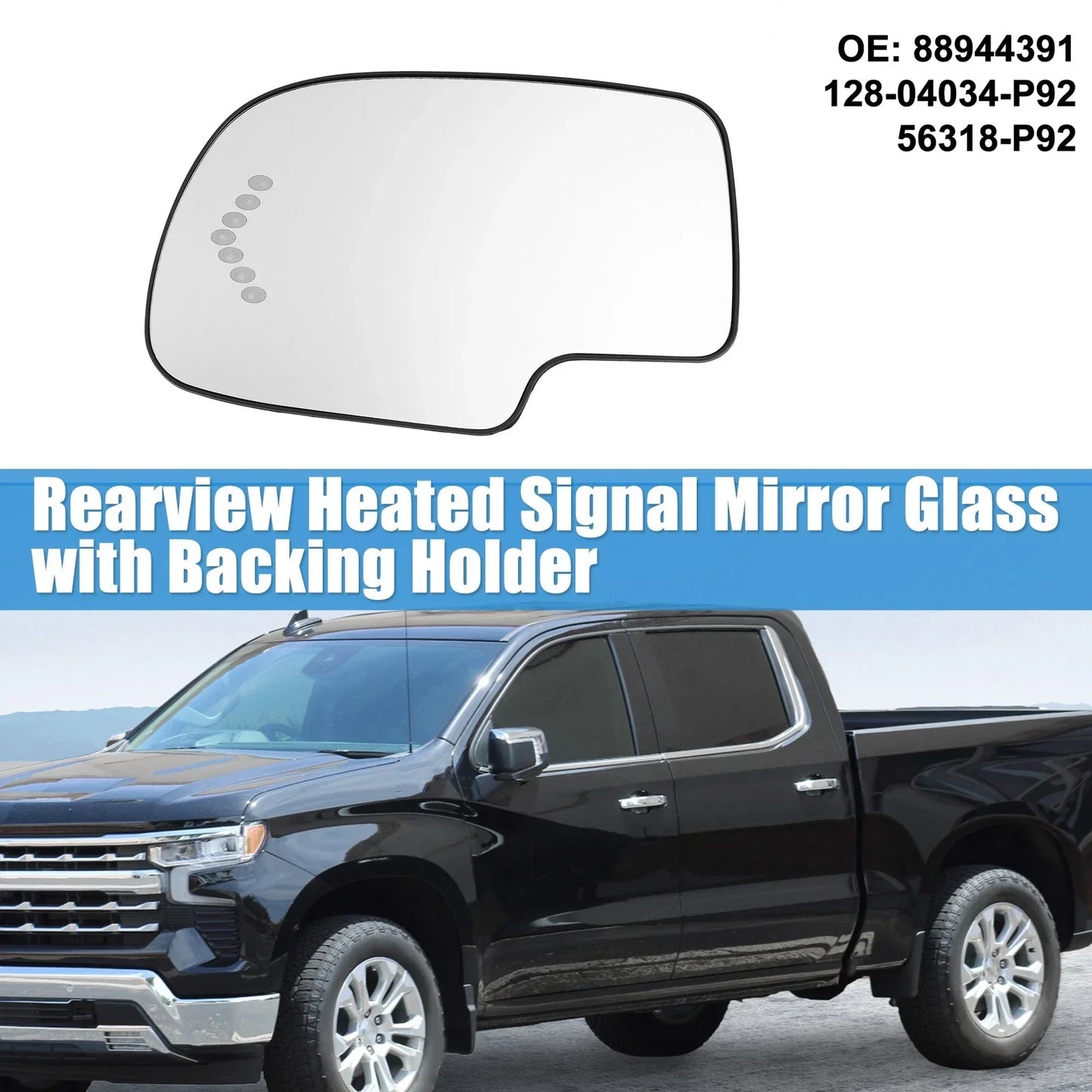 Heated Left Rearview Mirror Glass for Chevy Silverado Avalanche Suburban (2007-2014)