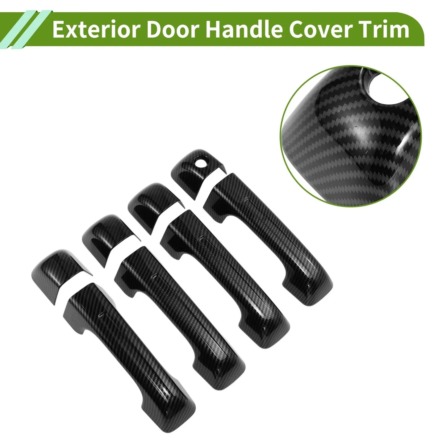 Exterior Door Handle Cover Trim for Dodge Ram 1500 (2019-2024) Carbon Fiber Black