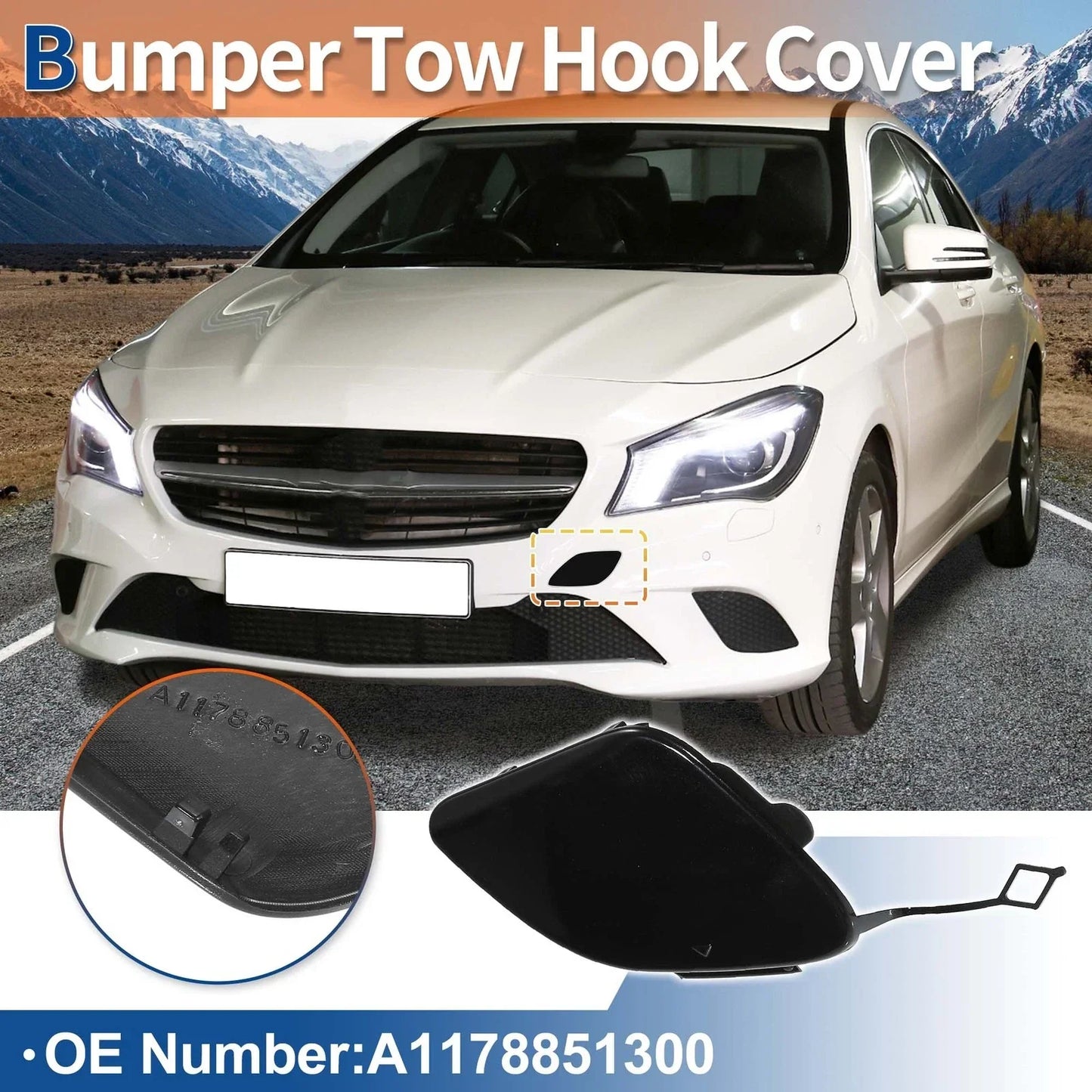 Front Car Bumper Tow Hook Cover for Mercedes-Benz (2015-2023) Cosmos Black