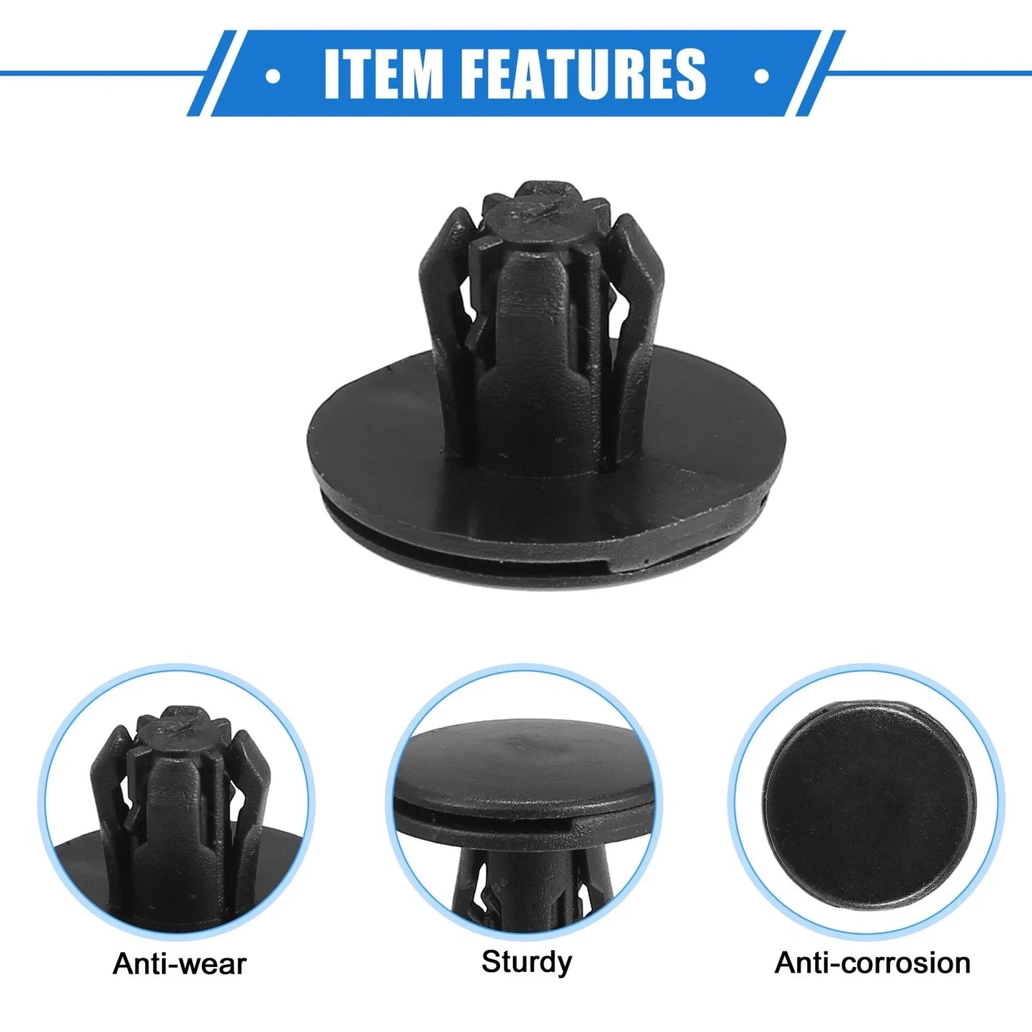 50 Pcs Fender Liner Retainer Clips for Honda - Durable Plastic Black
