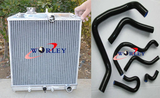 Aluminum Radiator + Black Hose for Honda Civic EG EK B16 B18 CRX Del Sol (1992-2001)