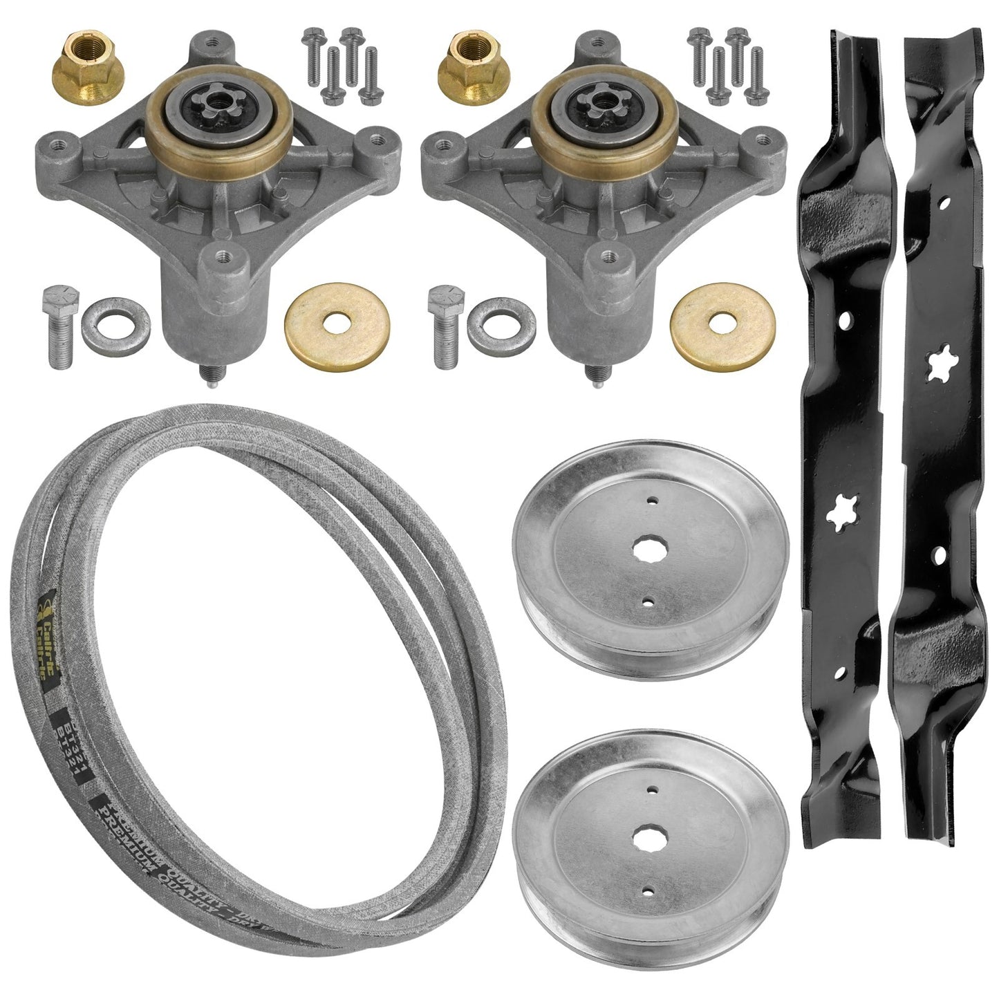 Deck Spindle Blade Pulley Belt Kit Replacement for Husqvarna LZ12597AK (2010–2010)