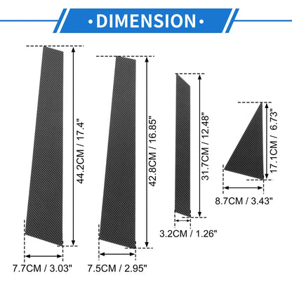 8 Pcs Door Pillar Window Trim for Hyundai Elantra Carbon Fiber (2017-2023)
