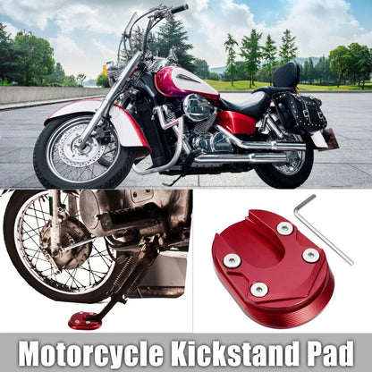 Motorcycle Kickstand Plate Pad for Honda 125 2013-2023 - Includes Wrench, Red