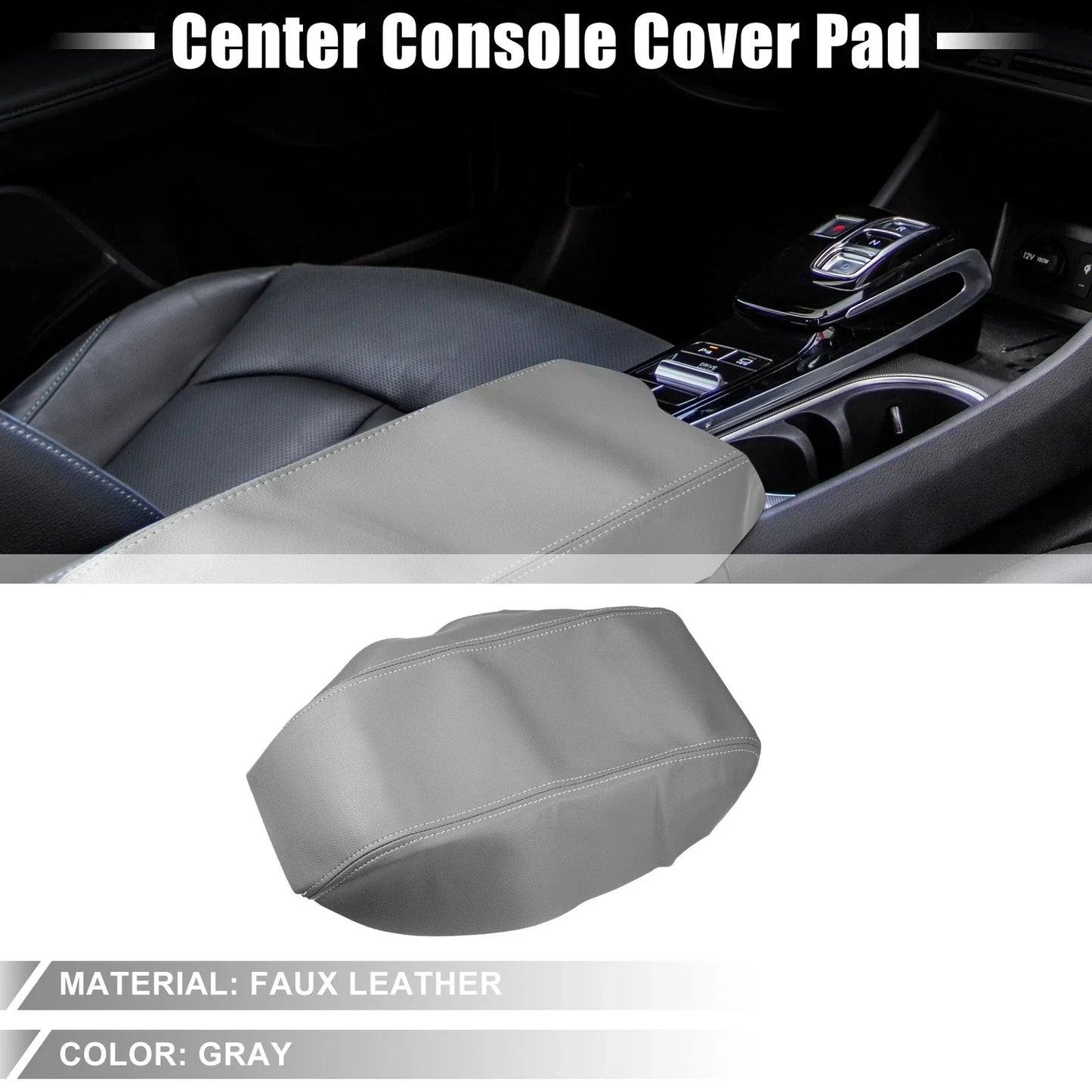 Car Center Console Armrest Cover Trim for Hyundai Sonata (2015-2019) Gray
