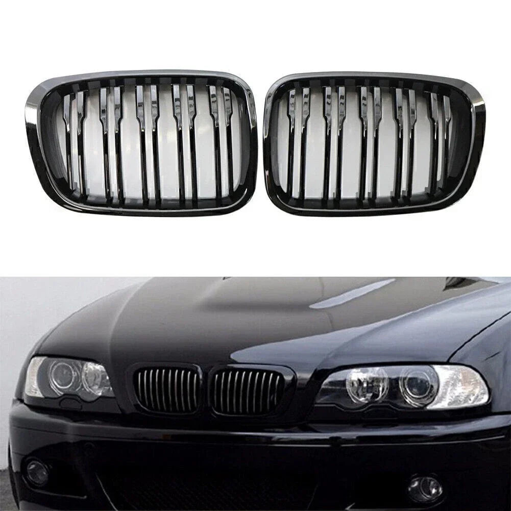 Front Twin Bar Grille Trim for BMW 3 Series E46 4 Door (1999-2001)