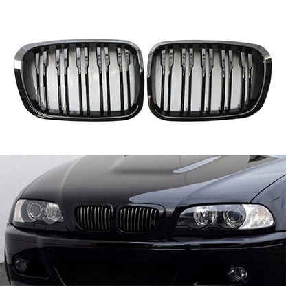 Front Twin Bar Grille Trim for BMW 3 Series E46 4 Door (1999-2001)