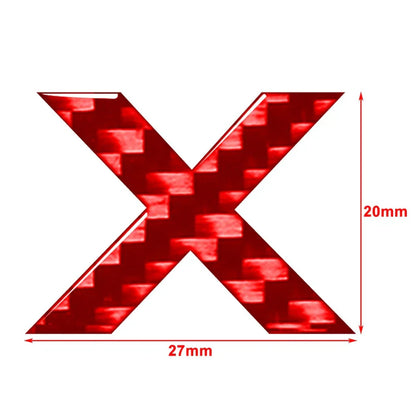 Carbon Red X Letter Decals Stickers for Car Badge Emblem