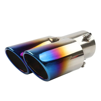Dual Steel Bluing Rear Exhaust Pipe Tail Muffler Tip for Universal Accessory