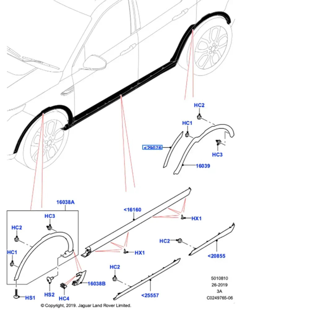 Rear Wheel Arch Molding for Land Rover Discovery Sport (2015-2022) Left