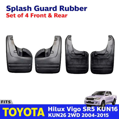 Splash Guard Mud Flap Rubber Set 4 F+R Fits Toyota Hilux Vigo 2WD Truck 2005-15