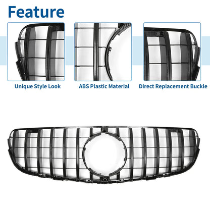 Front Upper Bumper Grille for Mercedes-Benz GLC250 2017-2018 Gloss Black