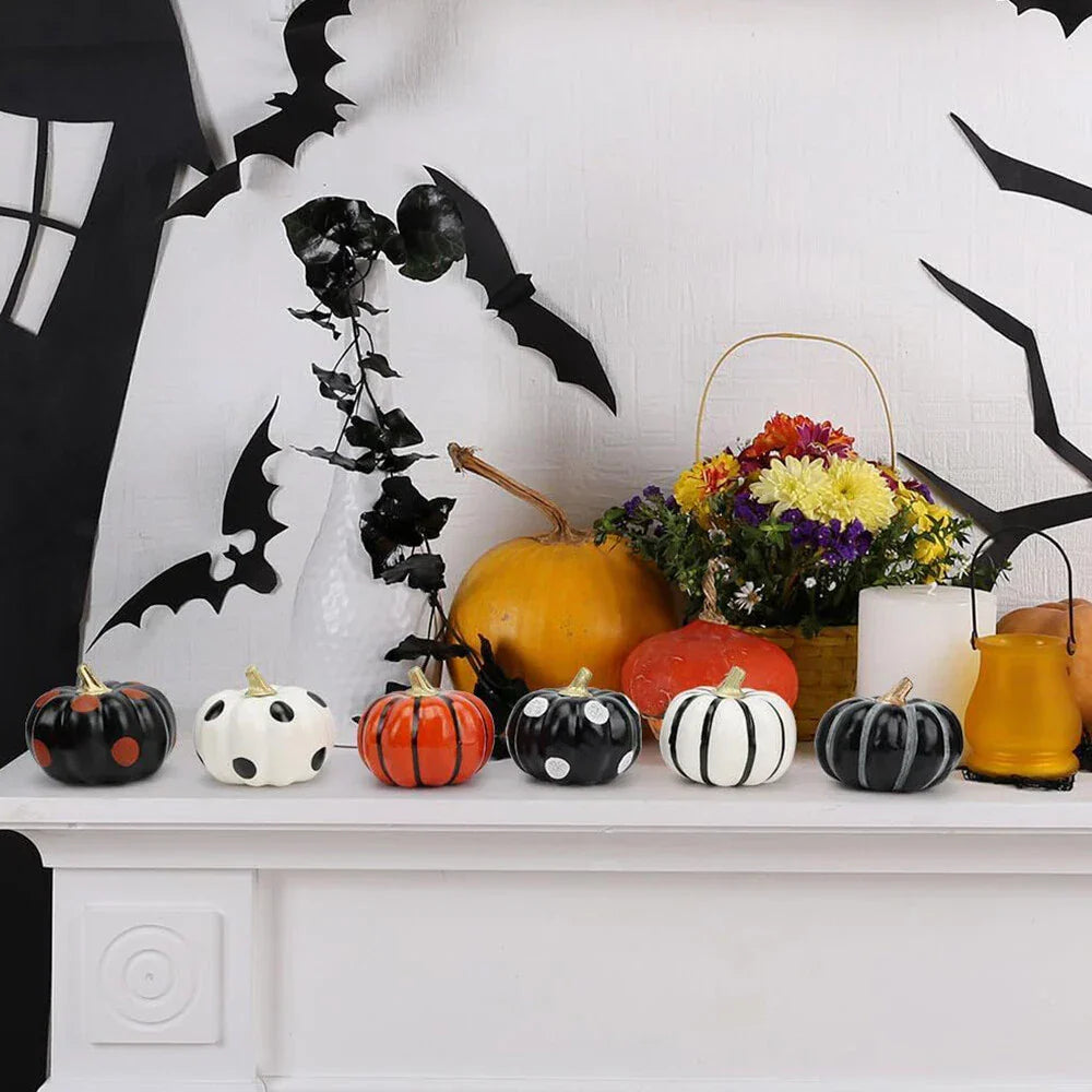 6 x Halloween Pumpkin Indoor Decorations for Home Shop Table Desk