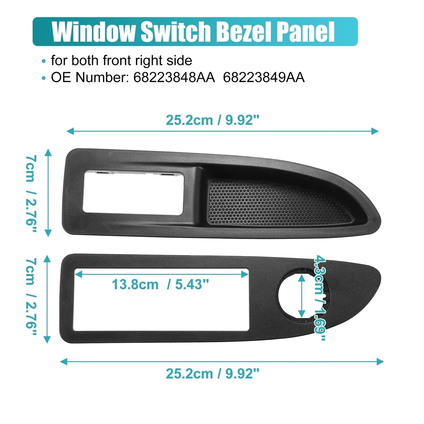2 x Front Left & Right Door Window Switch Bezels for Dodge Avenger (2011-2014)
