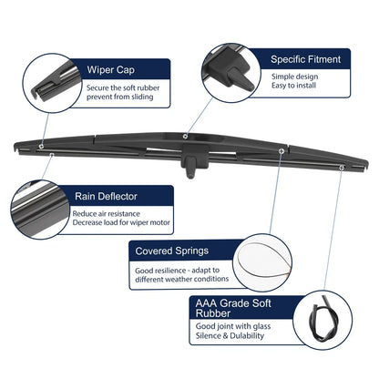 2 x Auto Rear Windshield Wiper Blades for Honda Pilot (2009-2015)