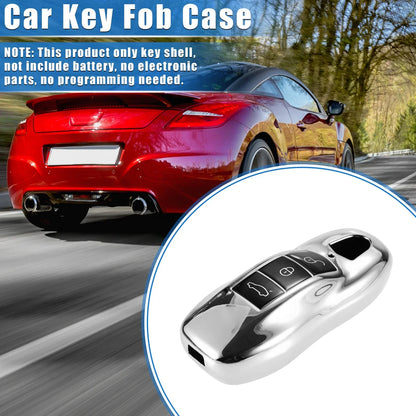 3 x Button Car Remote Key Fob Cover for Porsche Macan (2014-2022) TPU Silver Tone