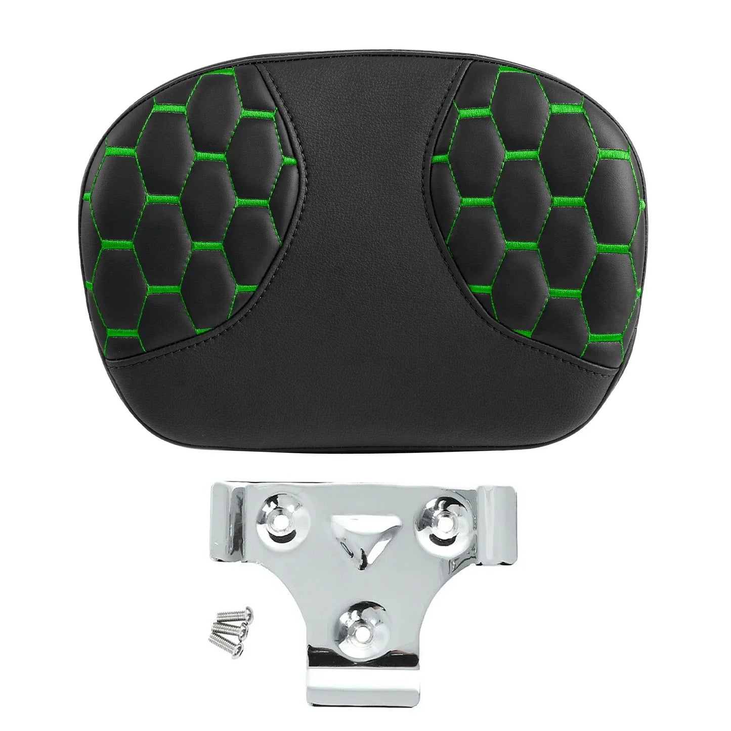 Passenger Sissy Bar Backrest Pad for Harley Touring Street Glide Black+Green