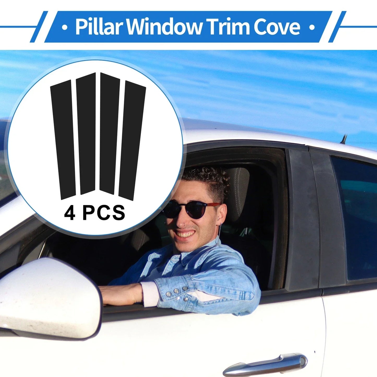 4 Pcs Door Pillar Window Trim for Porsche Panamera (2017-2021) Black