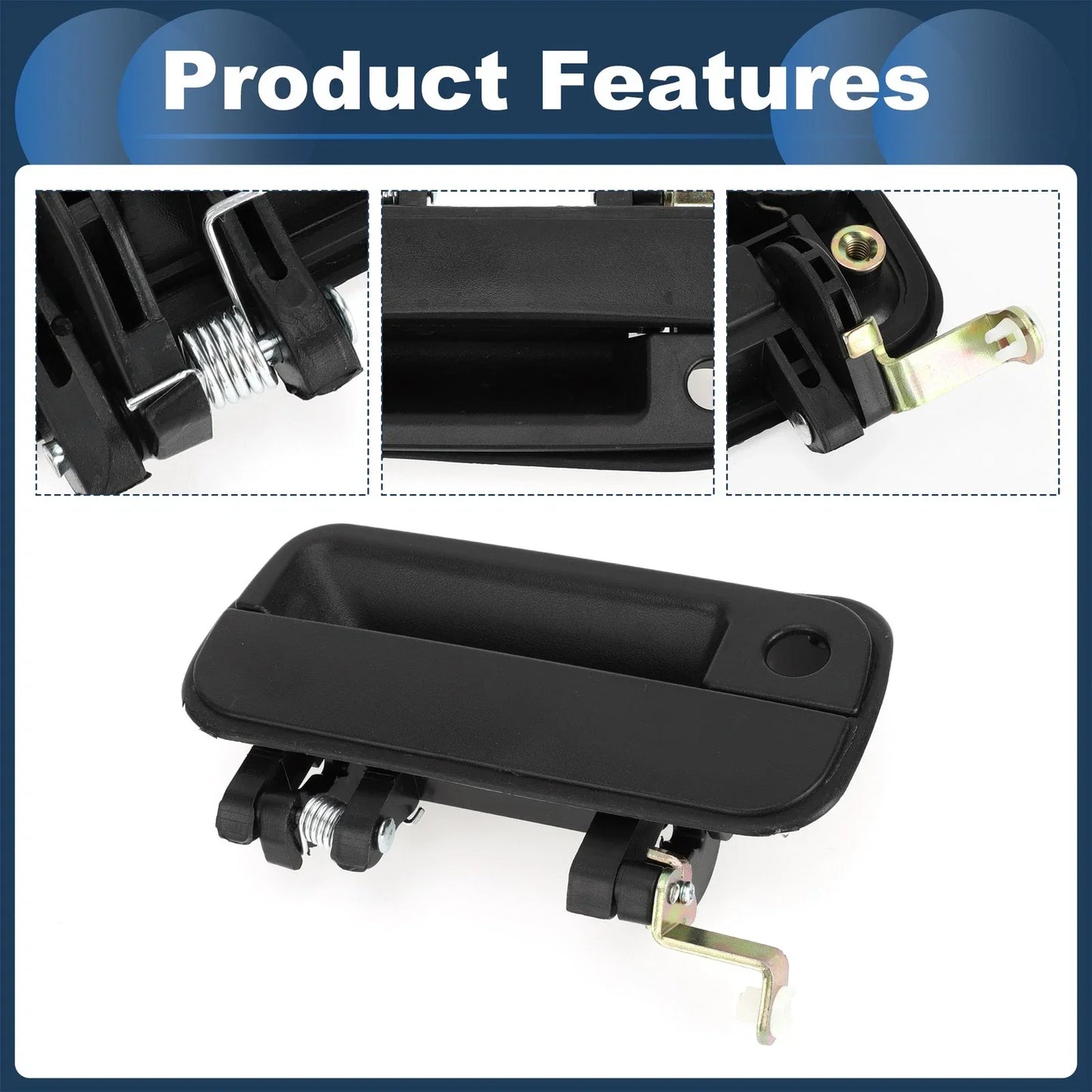Front Right Exterior Door Handle for Hyundai Excel (1990-1994) - Black, 1 Pcs