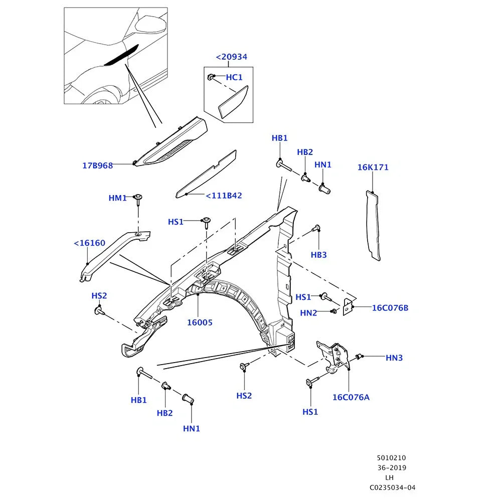 Left Front Door Upper Molding Trim for Land Rover Range Rover Evoque (2012-2019)