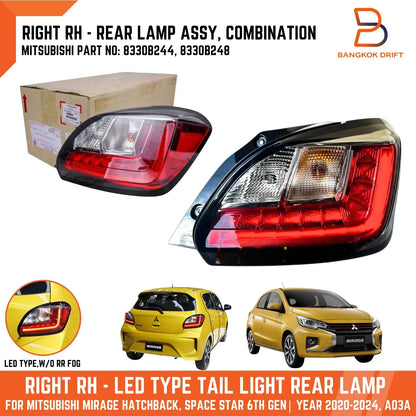 RIGHT RH LED TAIL LAMP REAR LIGHT for MITSUBISHI MIRAGE HATCHBACK (20-24)