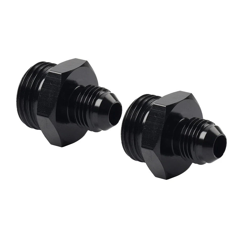 Black Aluminum AN6 Flare to 8AN ORB Male Fitting Adapter w/ O-Rings
