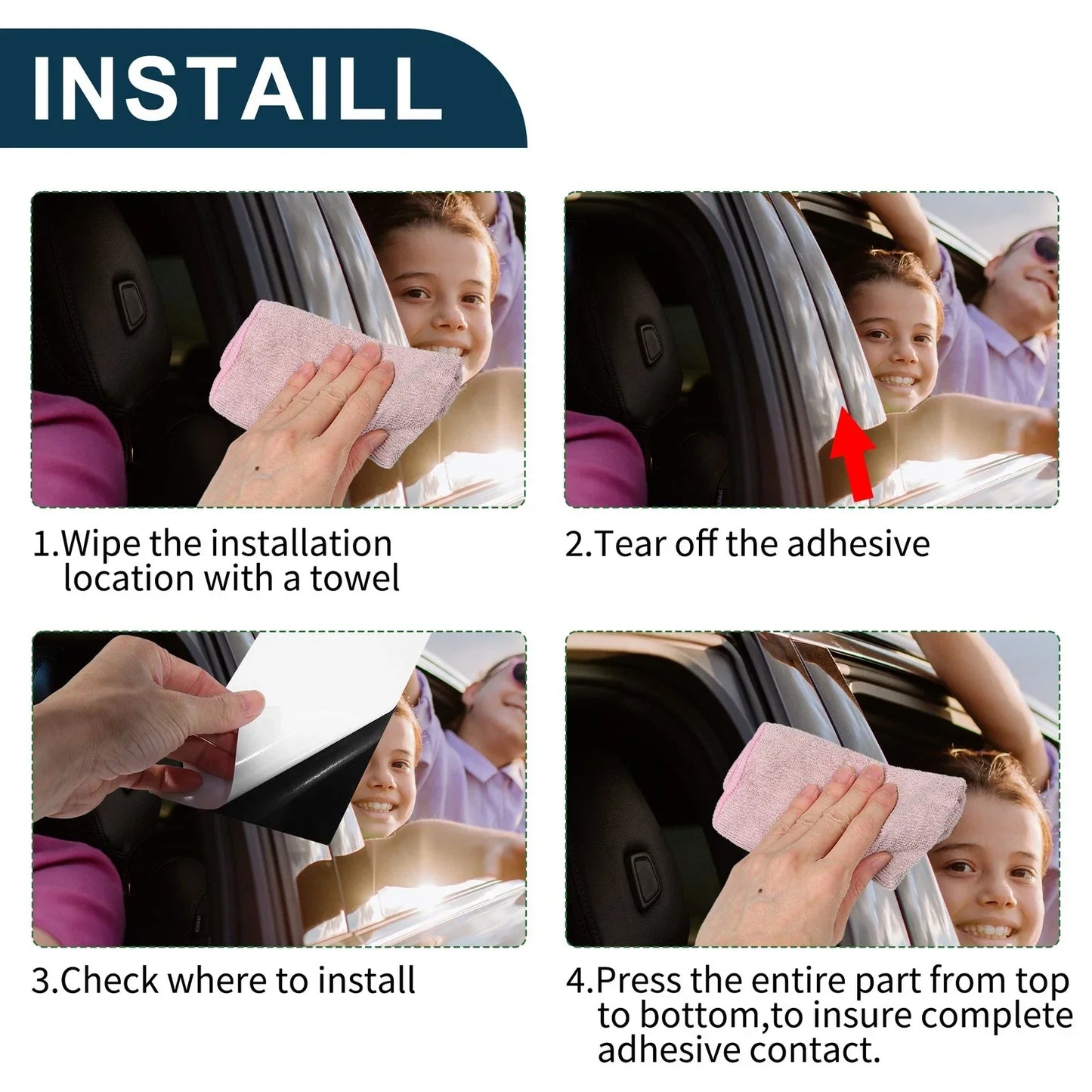 6 Pcs Black Door Pillar Window Trim for Honda Fit (2009-2012)