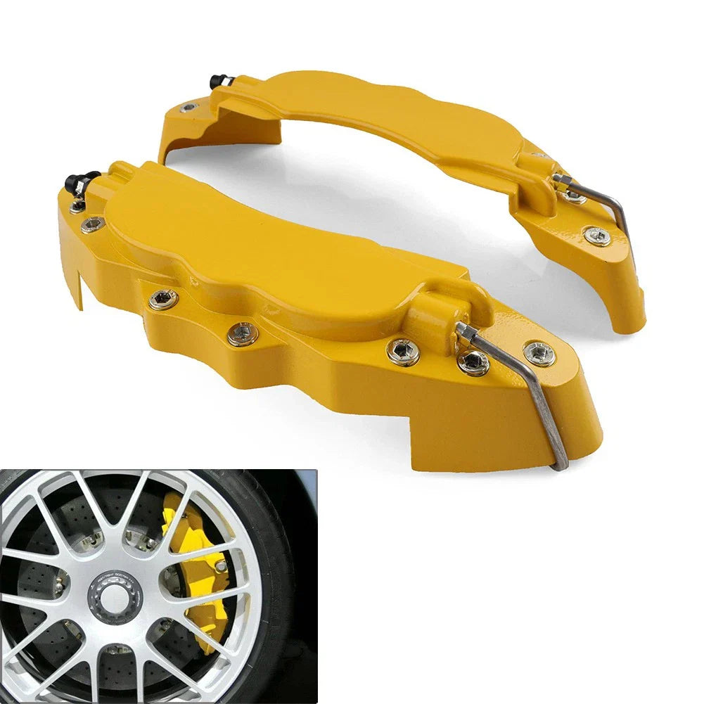 Large Yellow Metal Disc Brake Caliper Covers for Universal Car Models