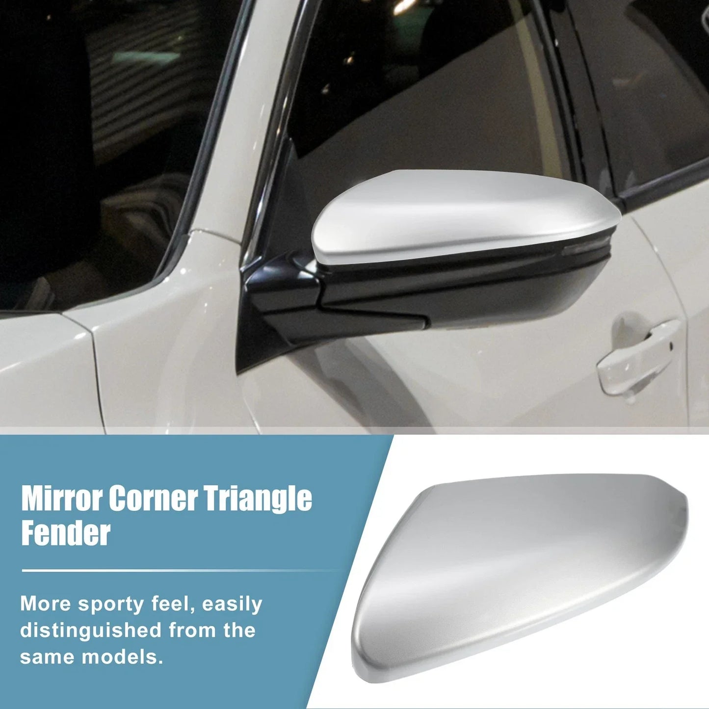Mirror Corner Triangle Fender Cover Left for Honda Civic (2016-2019) Silver