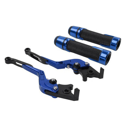 Blue Extendable Brake Clutch Levers & Handlebar Grips for Suzuki GSX-S750 (2017-2023)