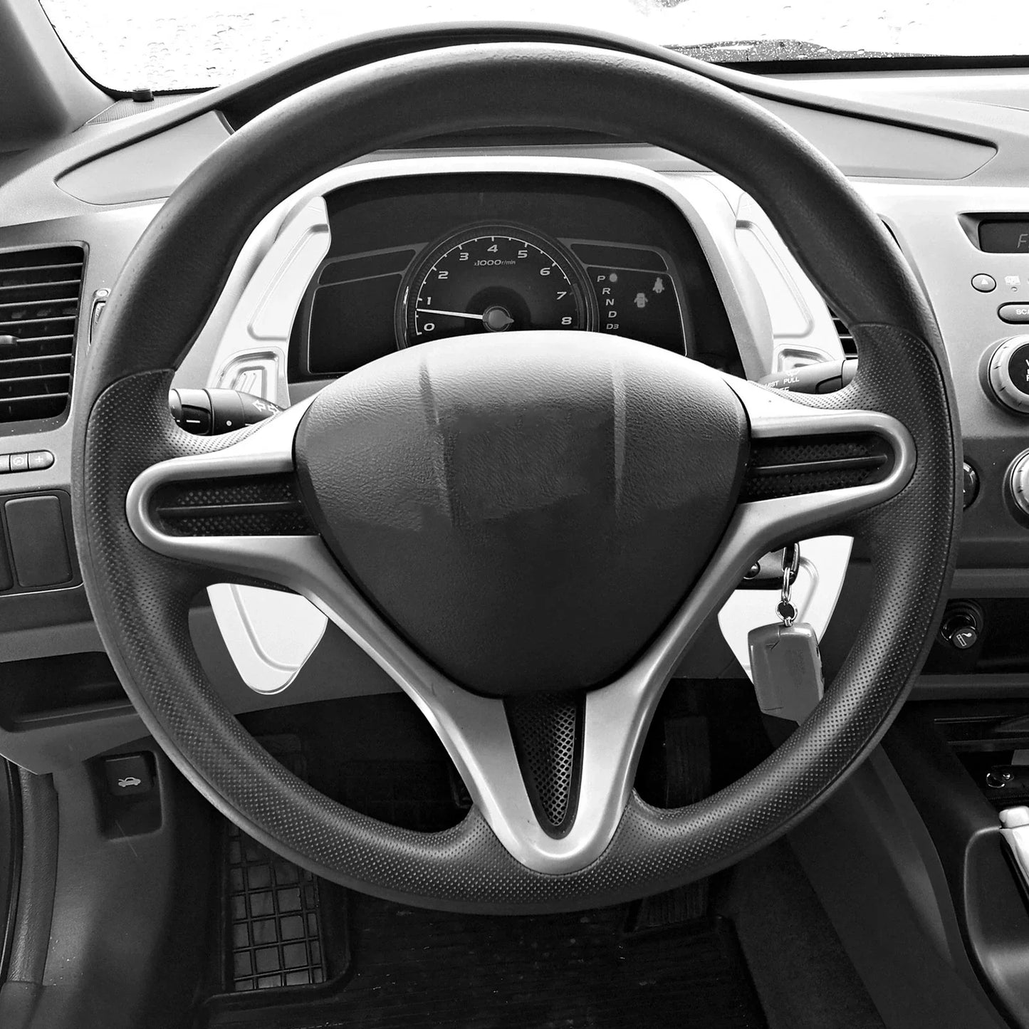 Silver Tone Steering Wheel Paddle Shifter Extend Cover for Honda Civic (2009-2011)