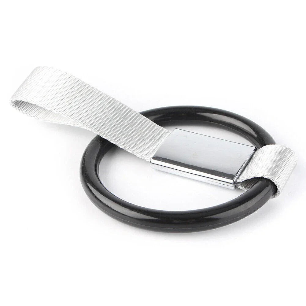Round Tsurikawa Ring Handle Strap Charm for Subway Train Bus - Black