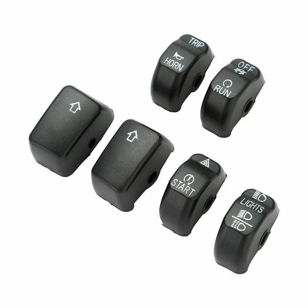 6 x Black Control Switch Button Cover Caps for Harley Dyna Softail XL (2011-2016)
