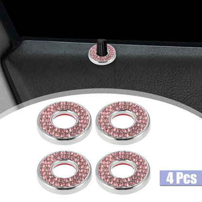 4pcs Pink Bling Car Door Lock Stickers for Mercedes Benz E C Class GLC (2015-2019)