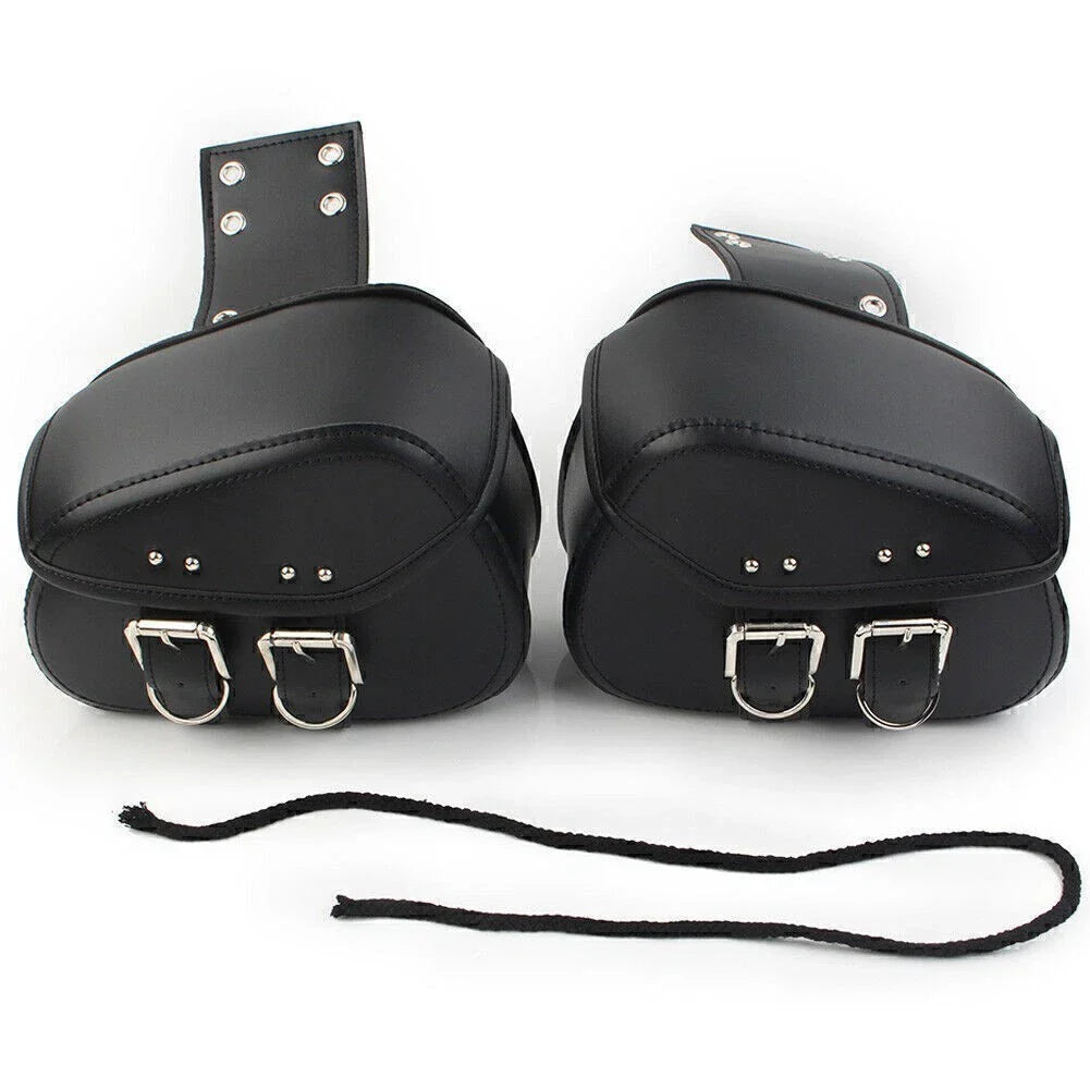 Black PU Leather Saddle Bags Side Luggage for Harley Sportster Dyna