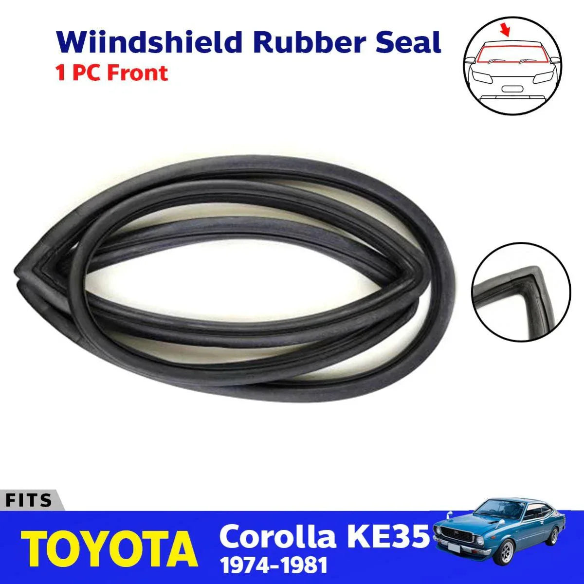 Front Windshield Rubber Seal Weatherstrip Fits Toyota Corolla KE35 1974-81