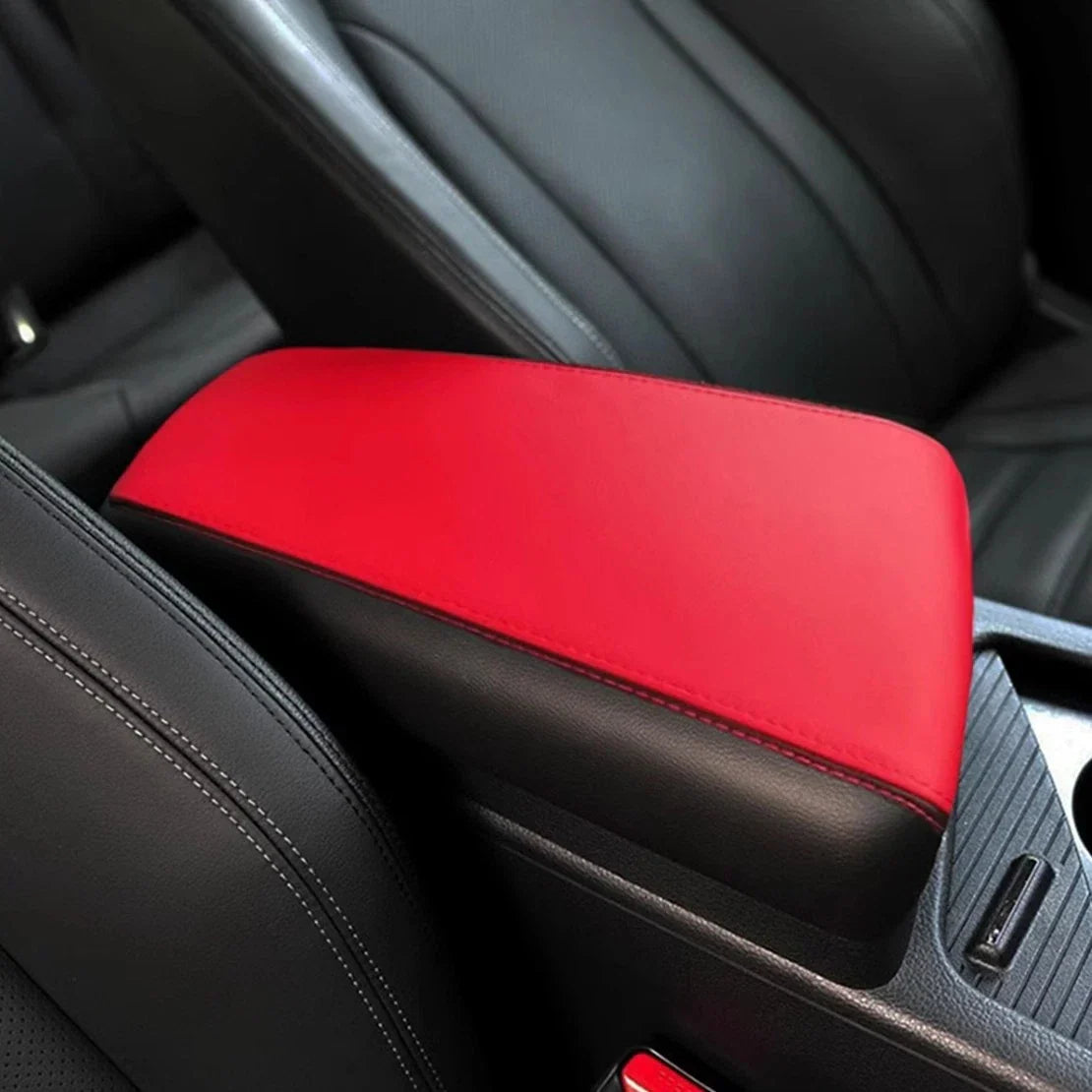 Black & Red Console Armrest Cover for Kia Optima K5 (2021-2023)
