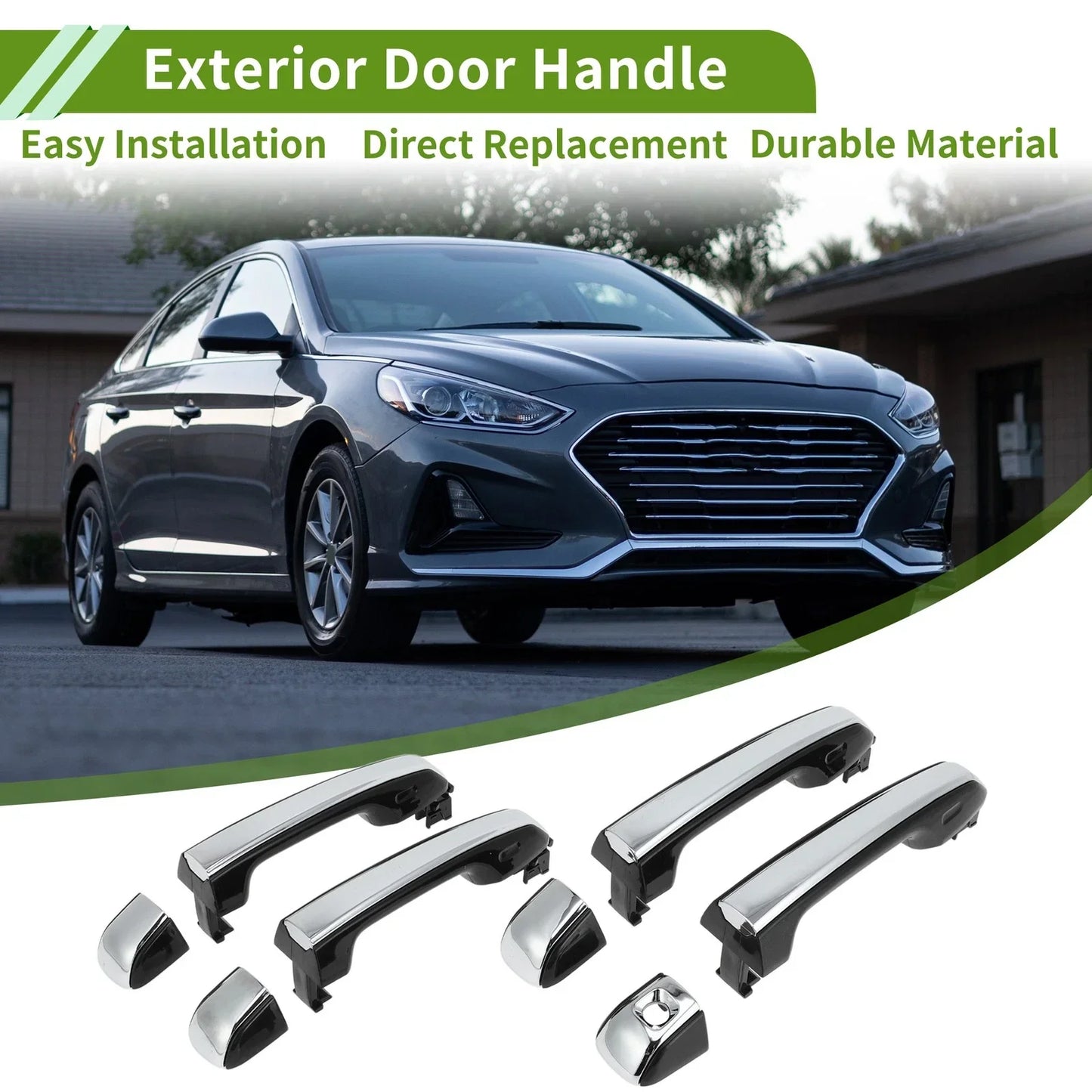 Exterior Door Handle Set for Toyota Lexus GX460 Black Silver Tone (2010-2023)