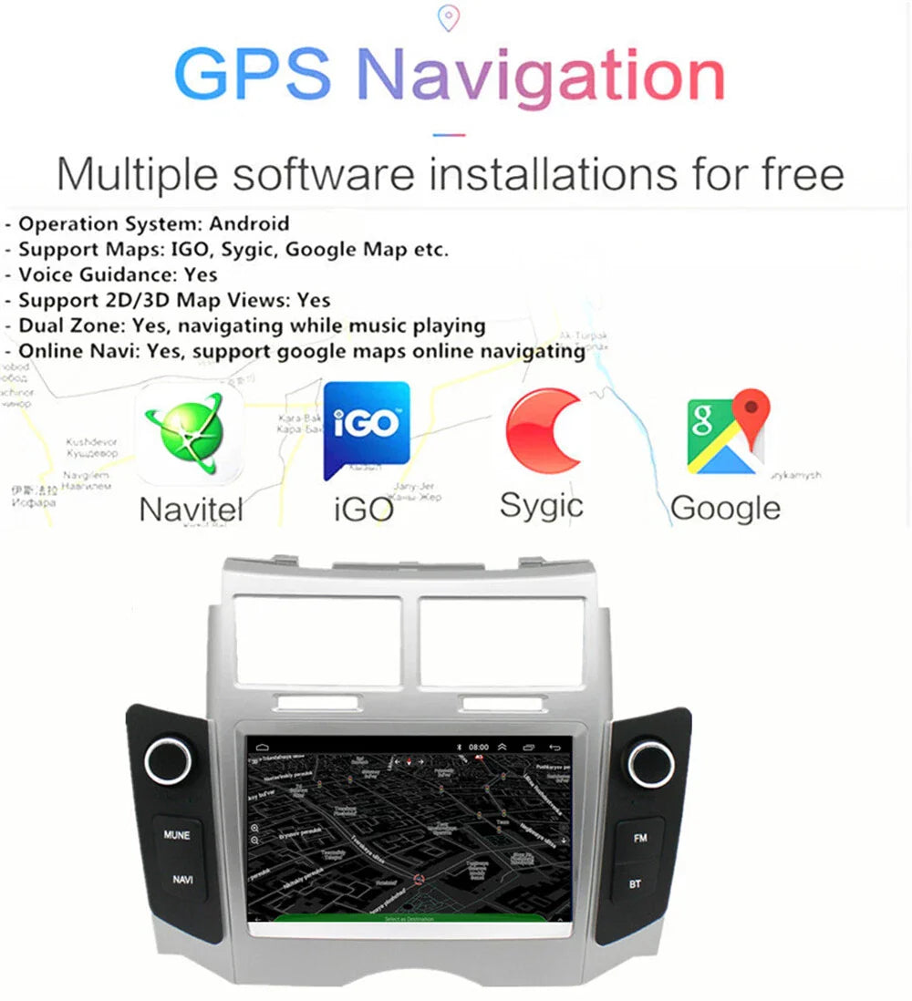 7'' Car Stereo Radio GPS Navigation 4GB + 32GB for Toyota Yaris (2005-2012)