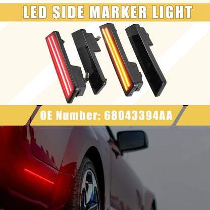Front Rear LED Side Marker Lights for Dodge (68043394AA) - Amber Red (2011-2023)