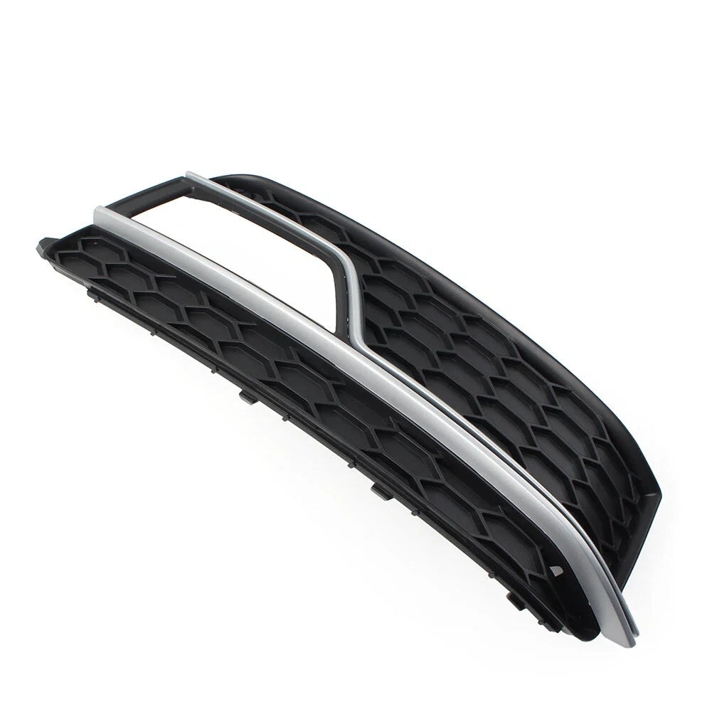 Front Bumper Fog Light Grille Cover w/Silver Trim for Audi A5 S5 (13-17)