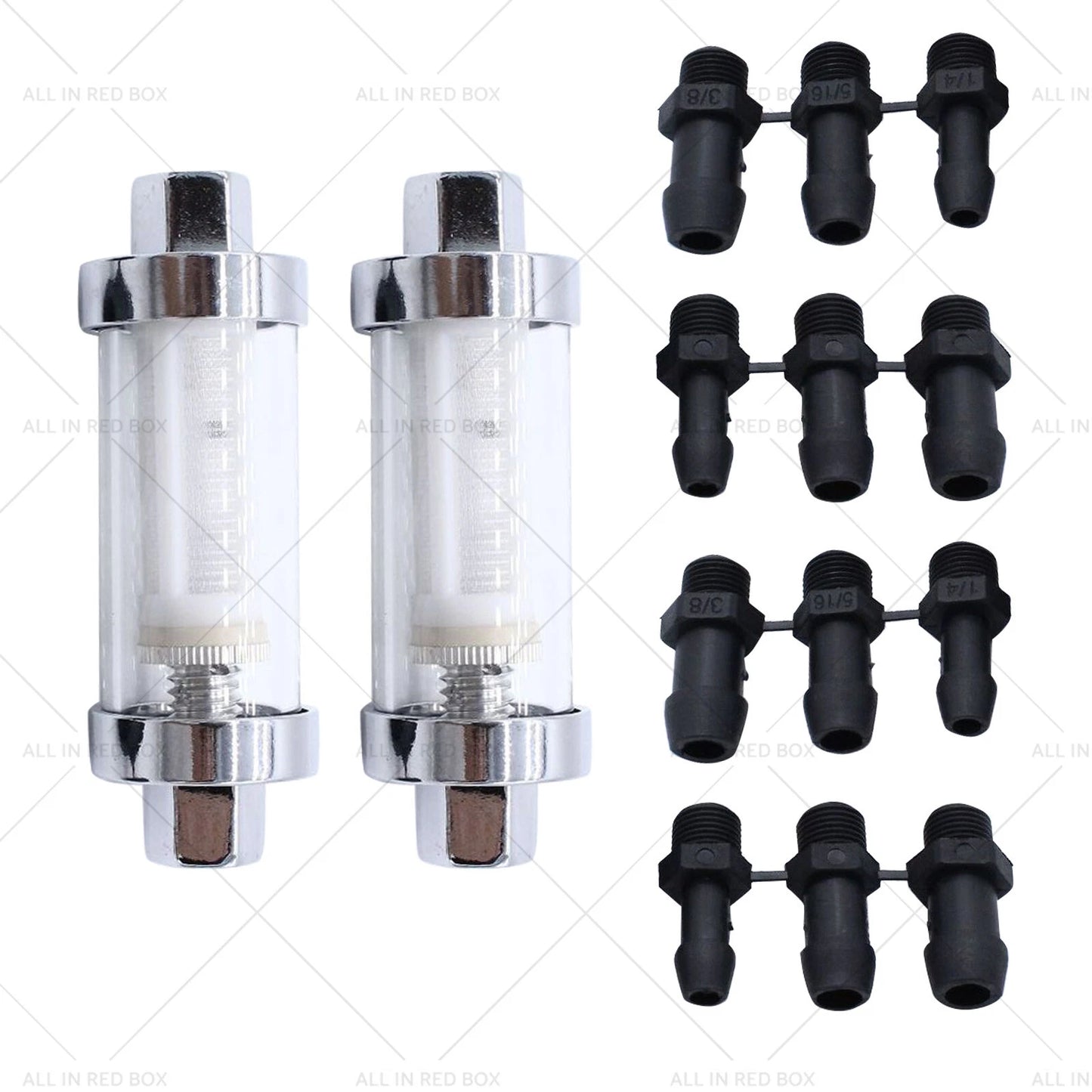 Reusable Washable Fuel Filter Chrome Glass Inline for 1/4" 5/16" 3/8"